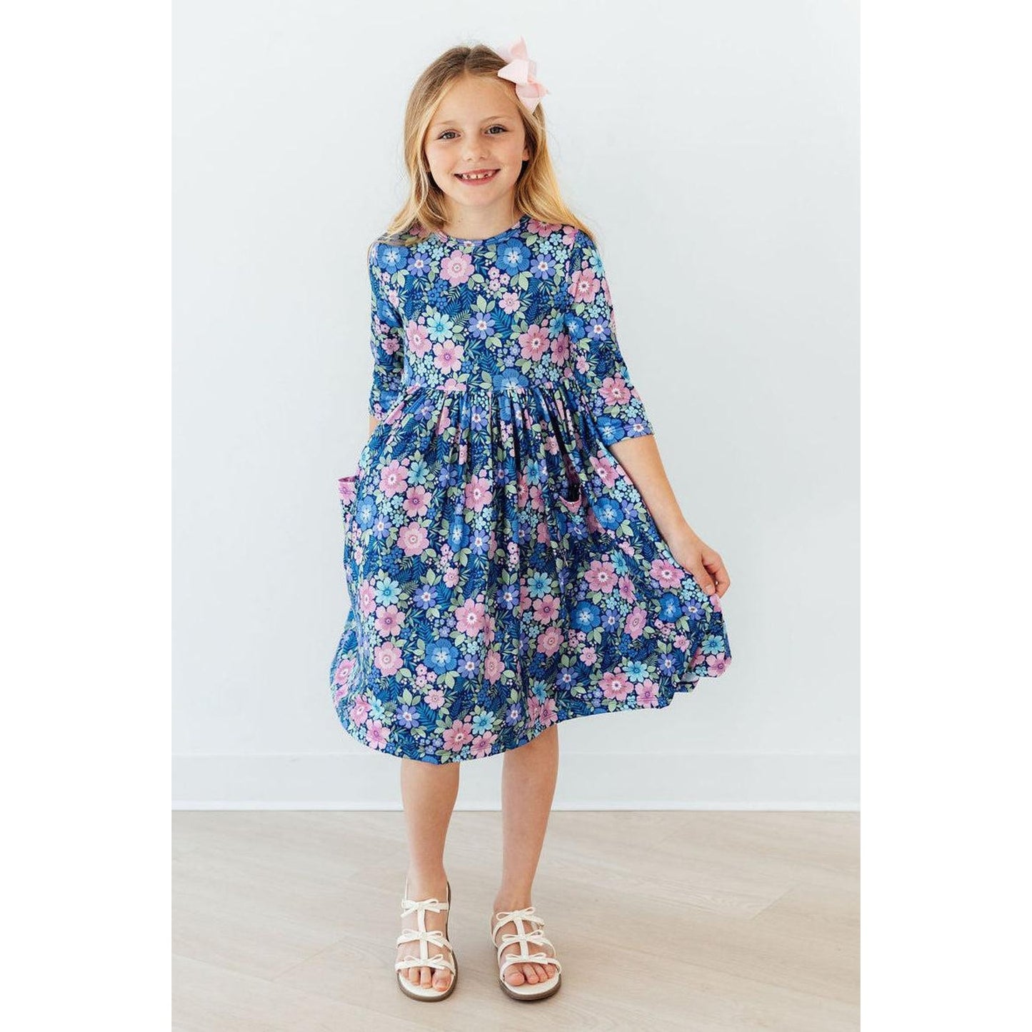 Whimsy 3/4 Sleeve Pocket Twirl Dress