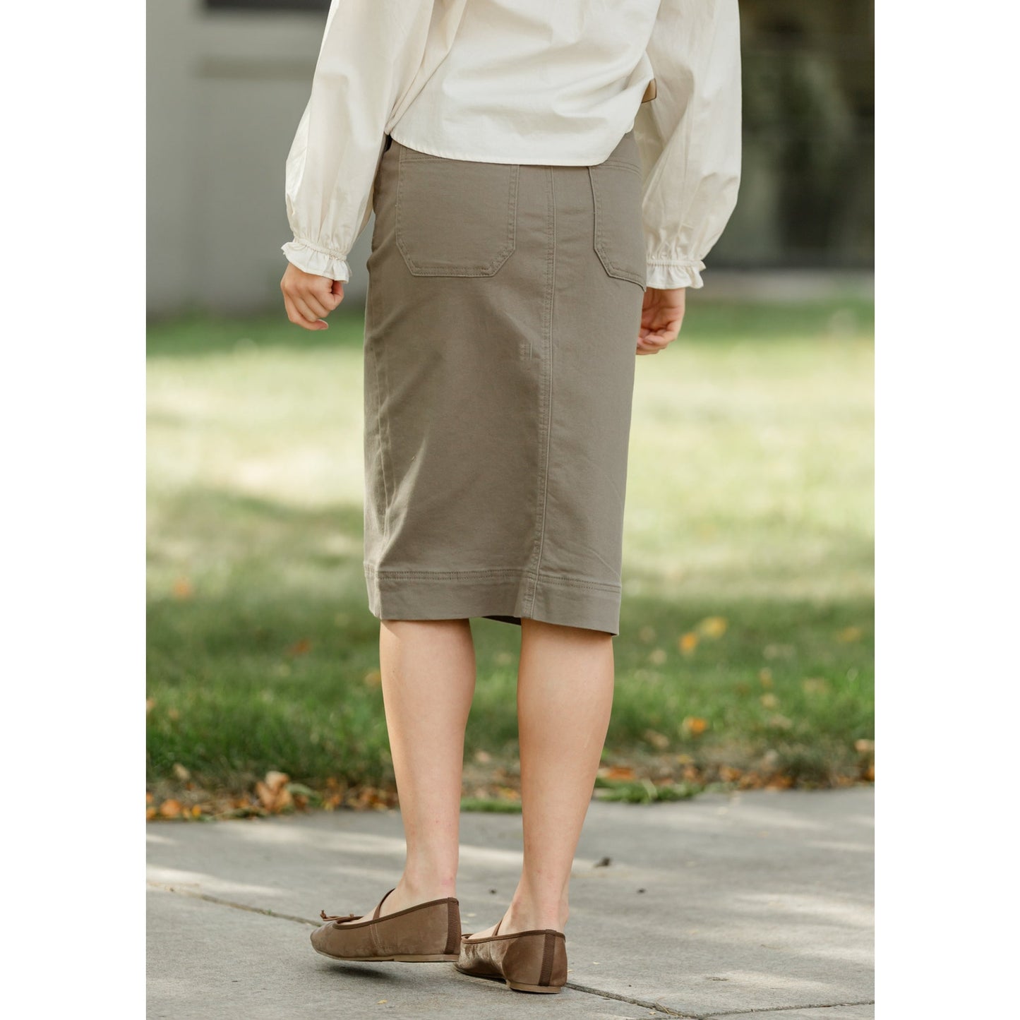 Erica Cotton Twill Midi Skirt