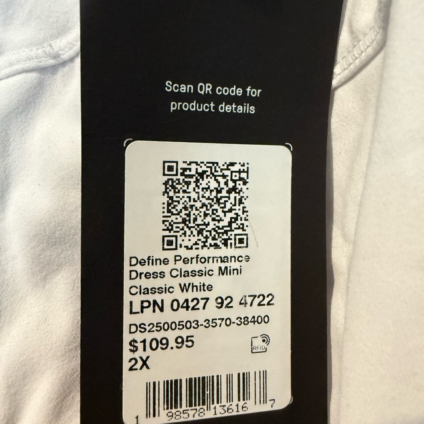 Fabletics White Mini Dress NWT Size 2X