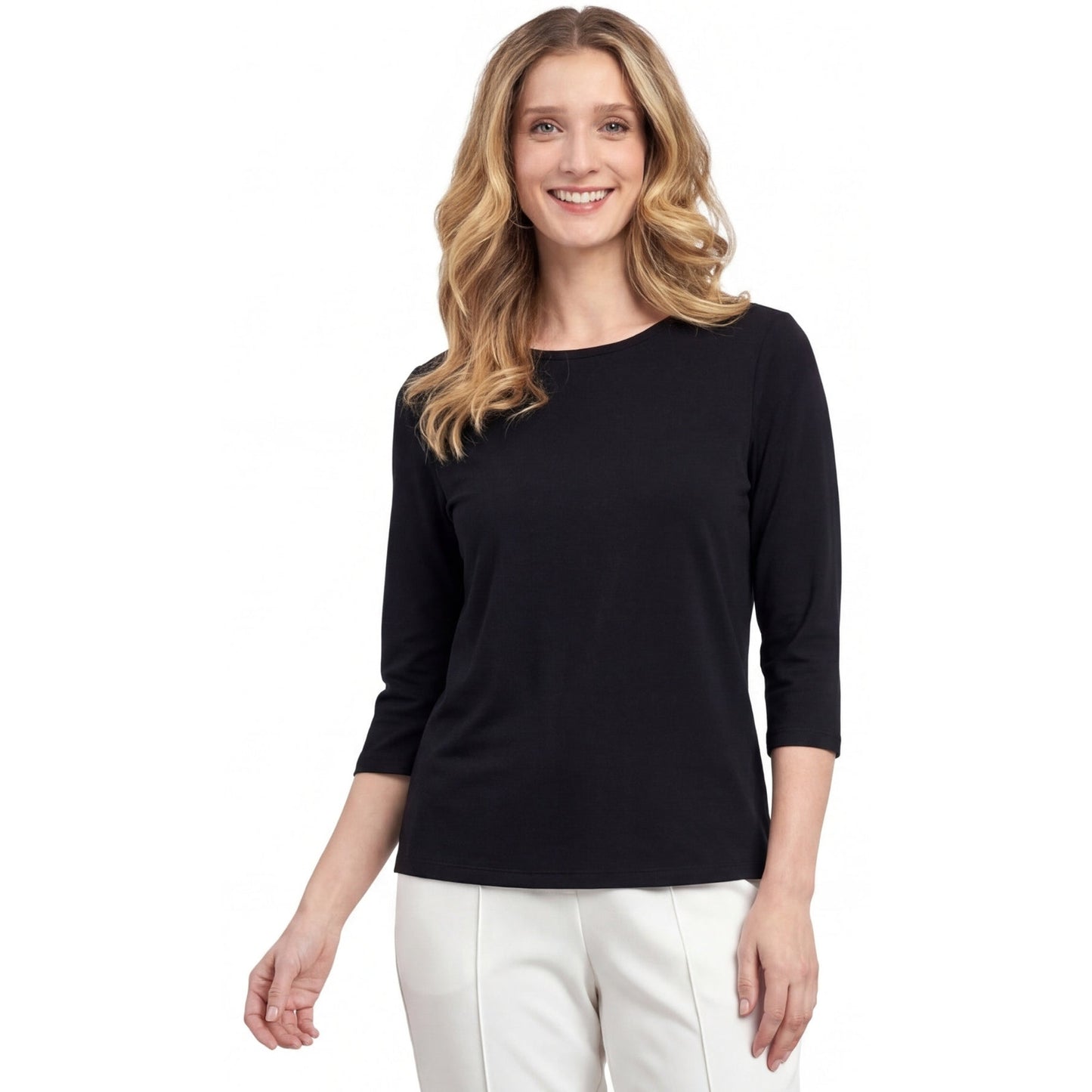Women's 3/4 Sleeve Crew Neck Top – Comfortable Jer