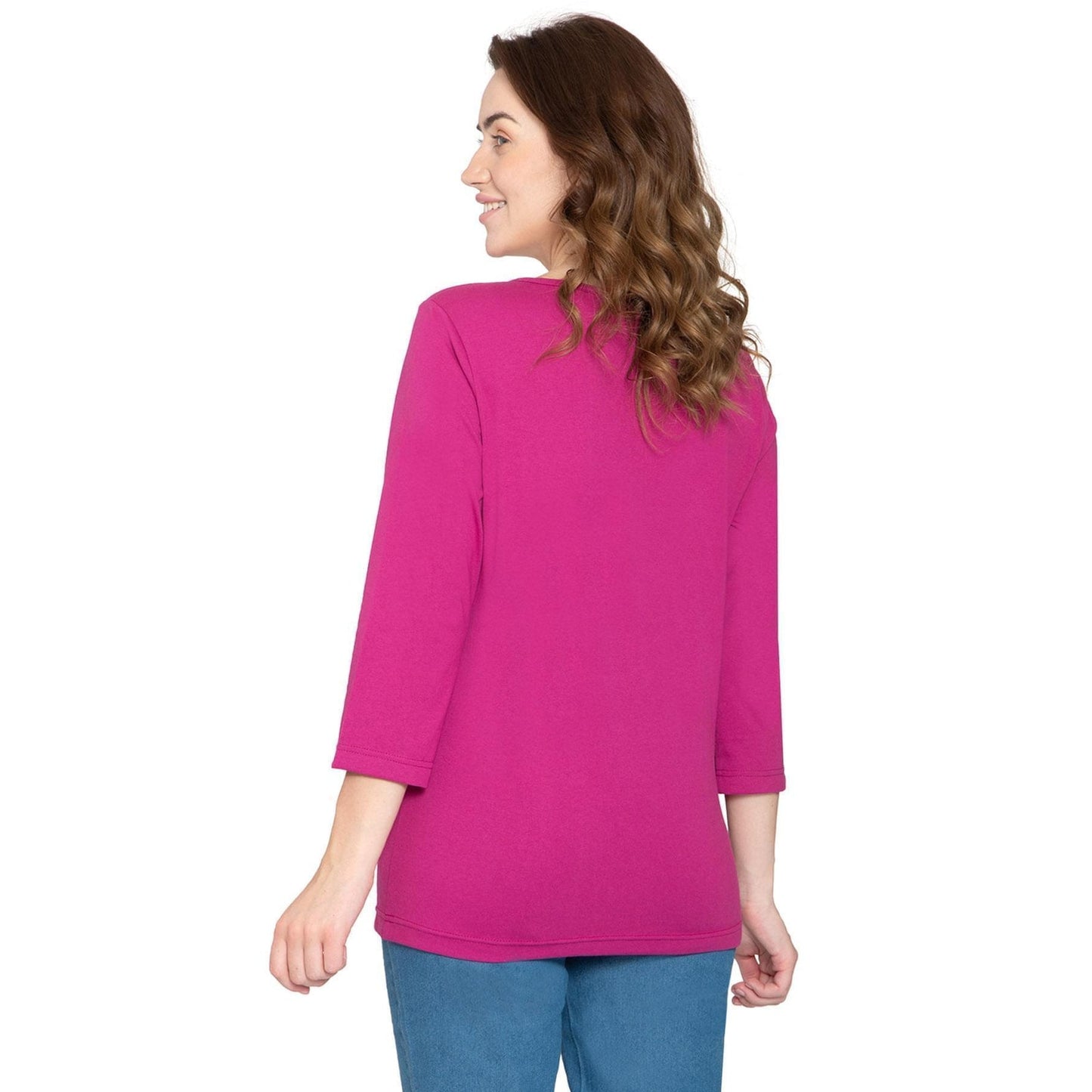Women's 3/4 Sleeve Crew Neck Top – Comfortable Jer