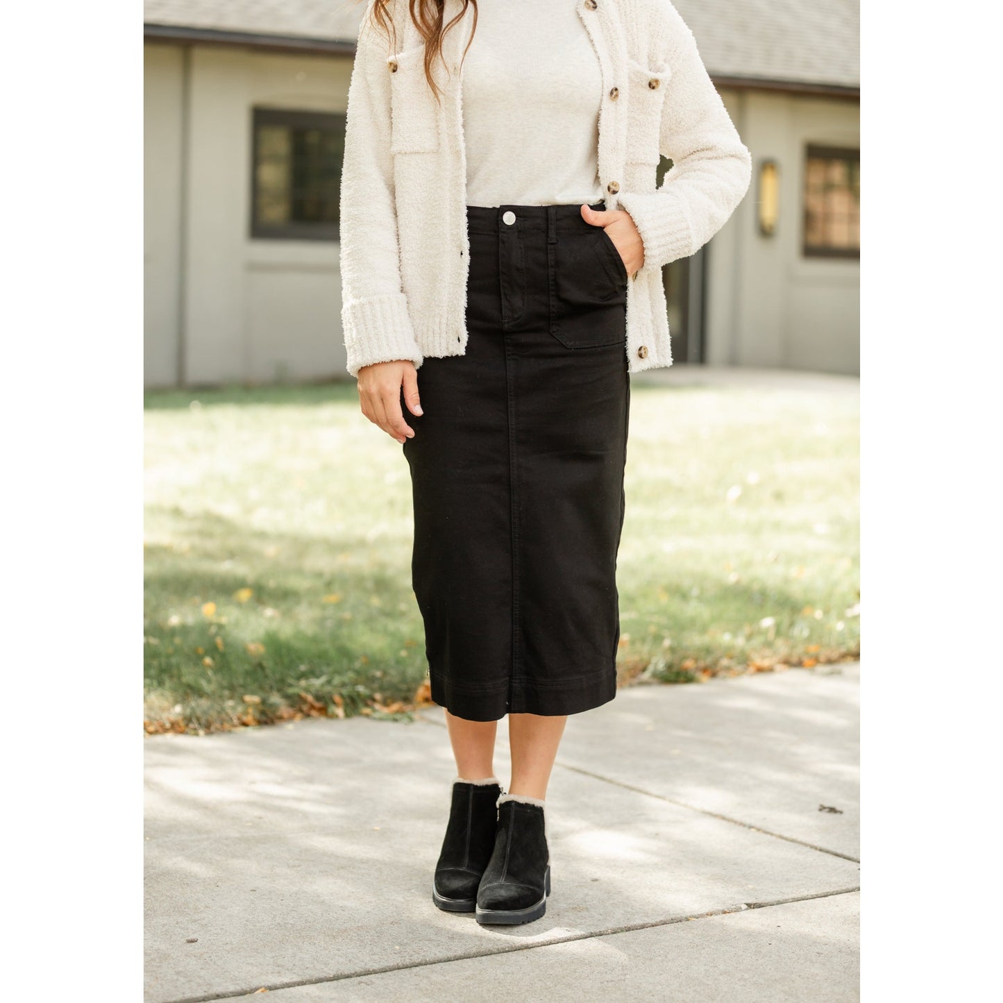 Erica Cotton Twill Midi Skirt