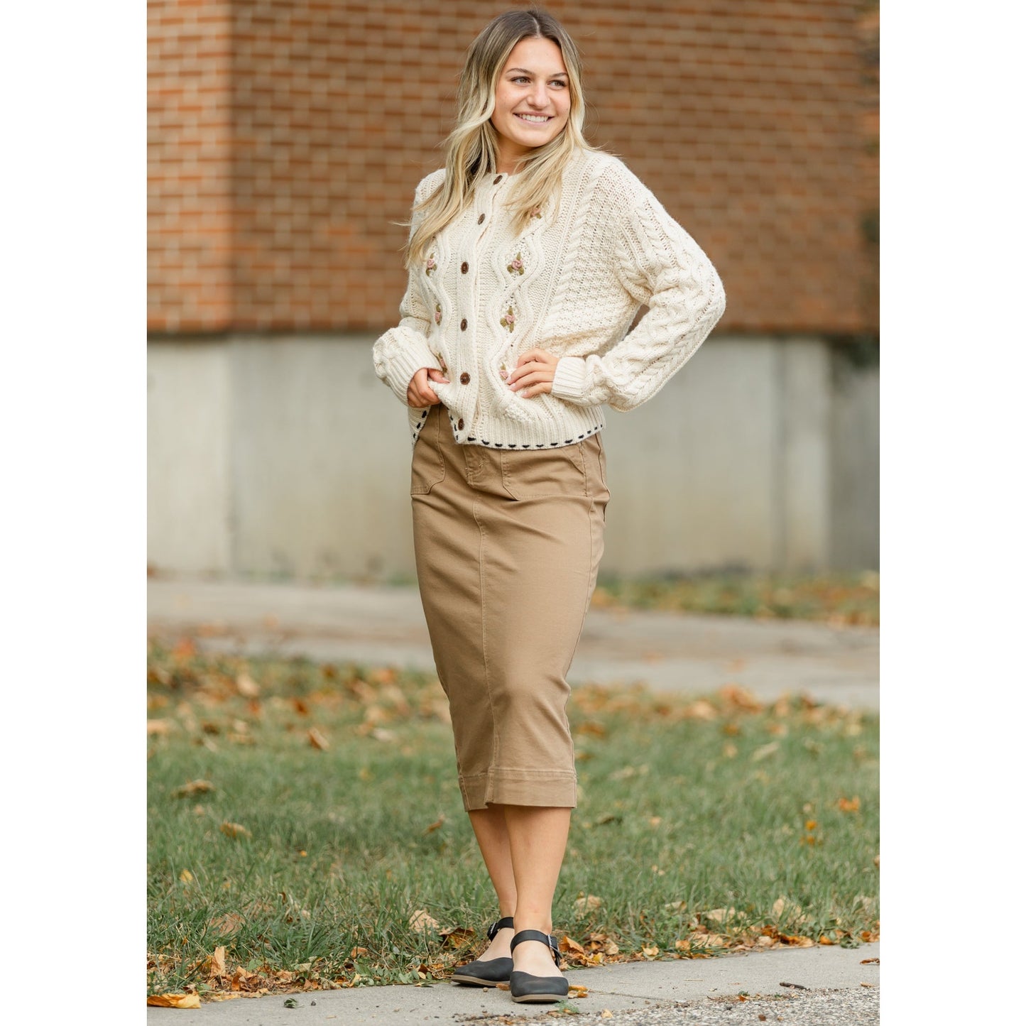 Erica Cotton Twill Midi Skirt
