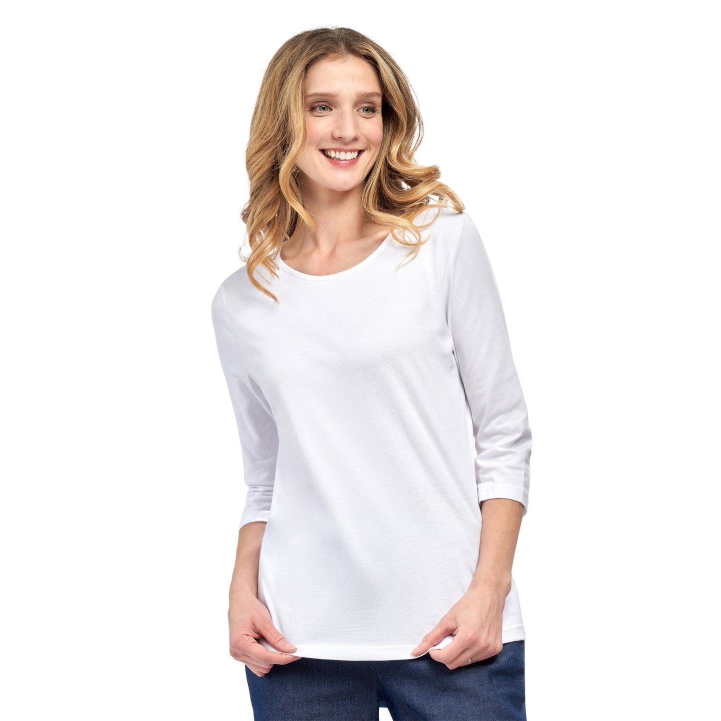 Women's 3/4 Sleeve Crew Neck Top – Comfortable Jer