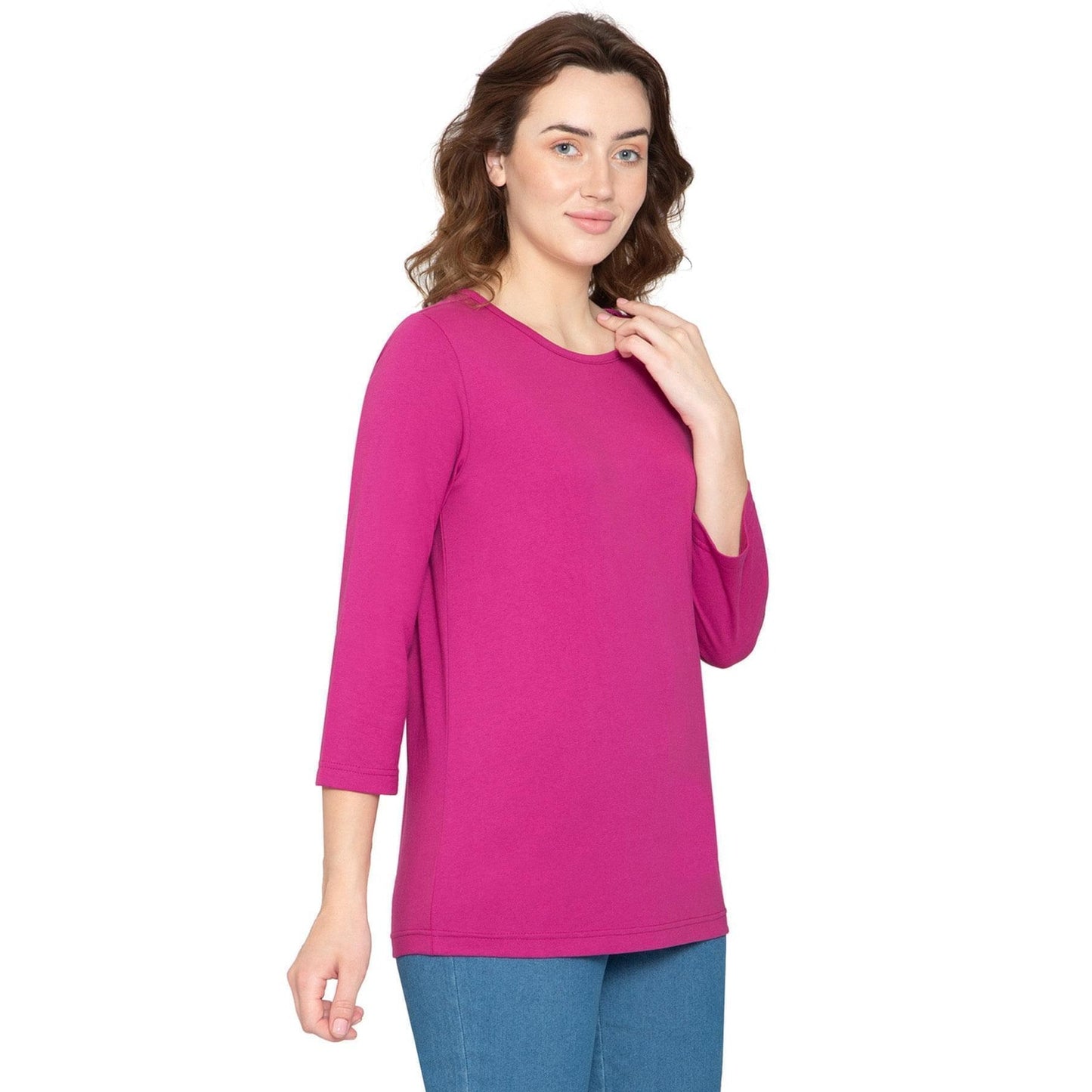 Women's 3/4 Sleeve Crew Neck Top – Comfortable Jer