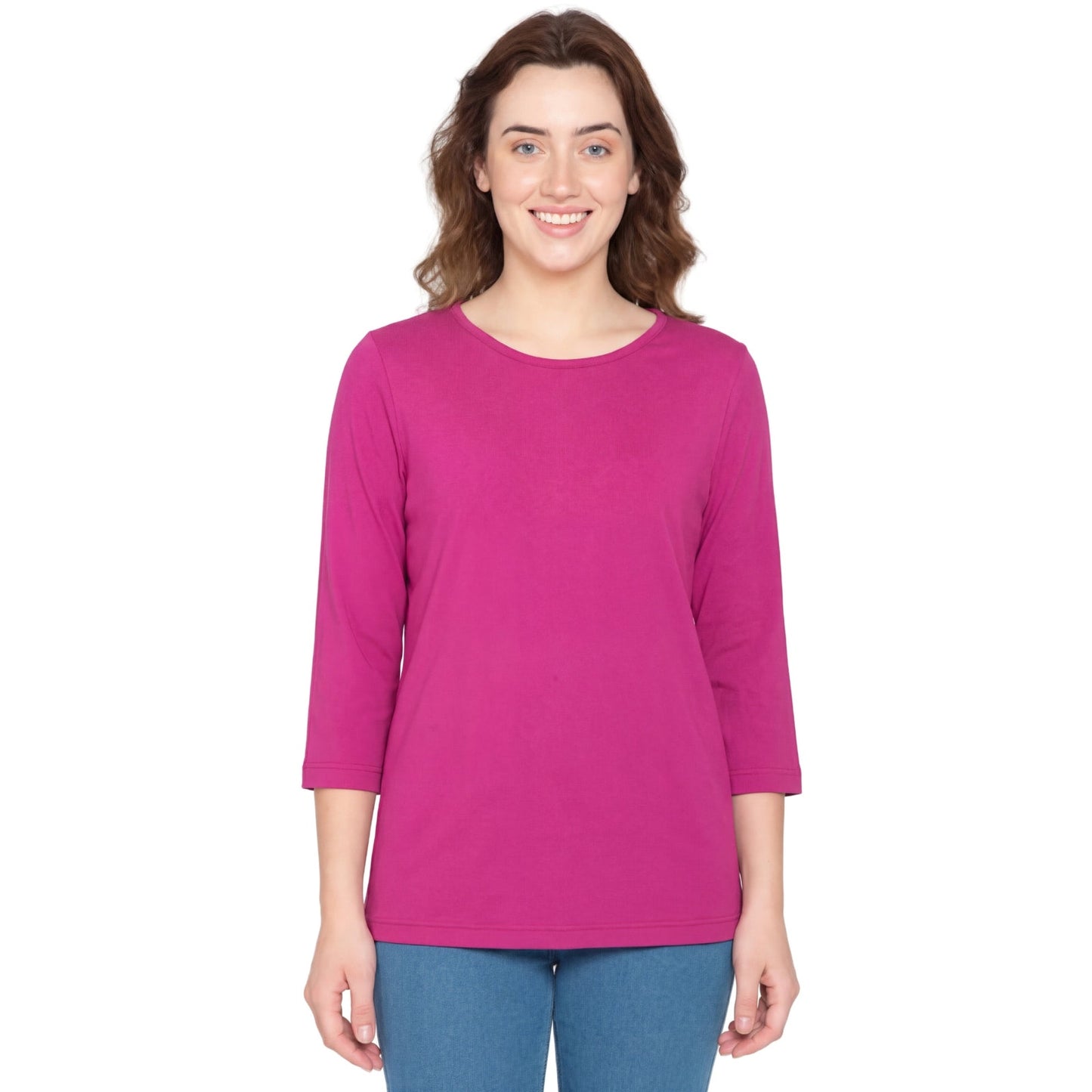 Women's 3/4 Sleeve Crew Neck Top – Comfortable Jer