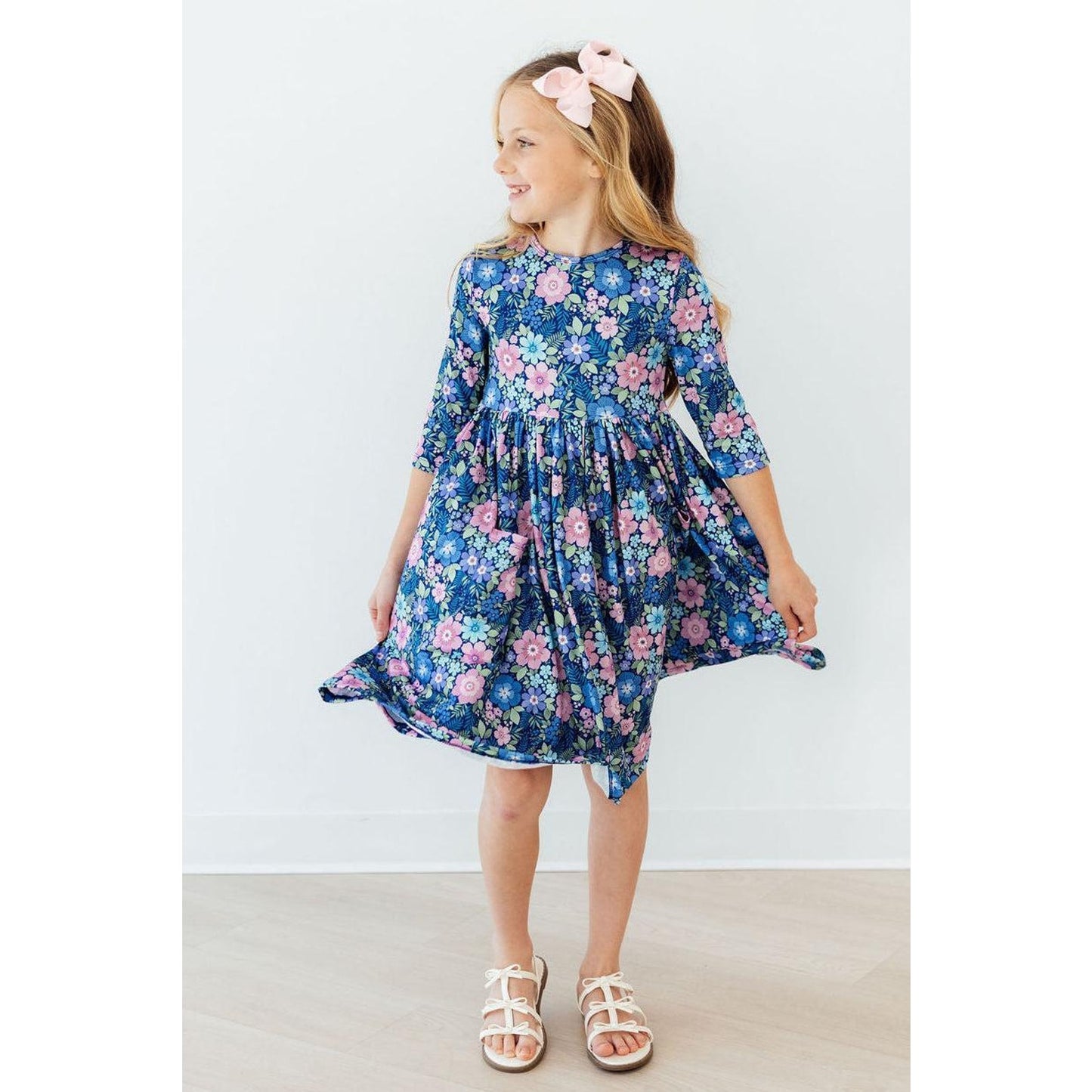Whimsy 3/4 Sleeve Pocket Twirl Dress