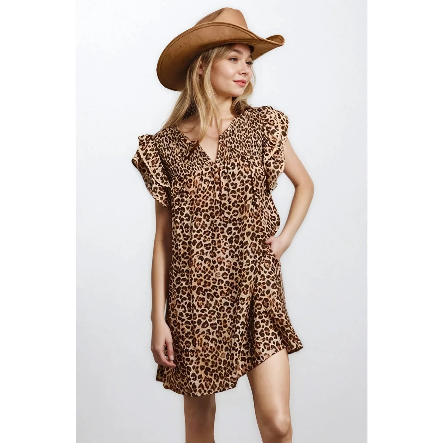 Desert Muse Leopard Ruffle Dress