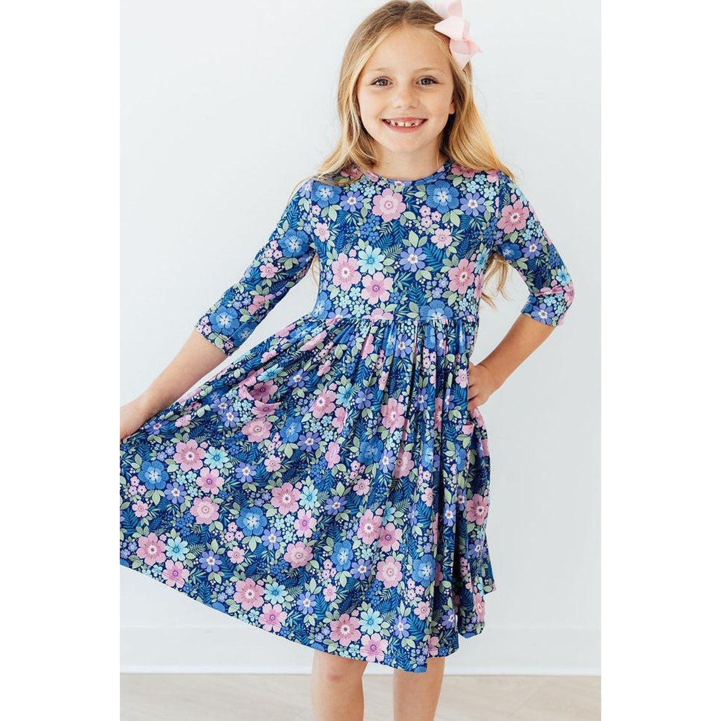 Whimsy 3/4 Sleeve Pocket Twirl Dress