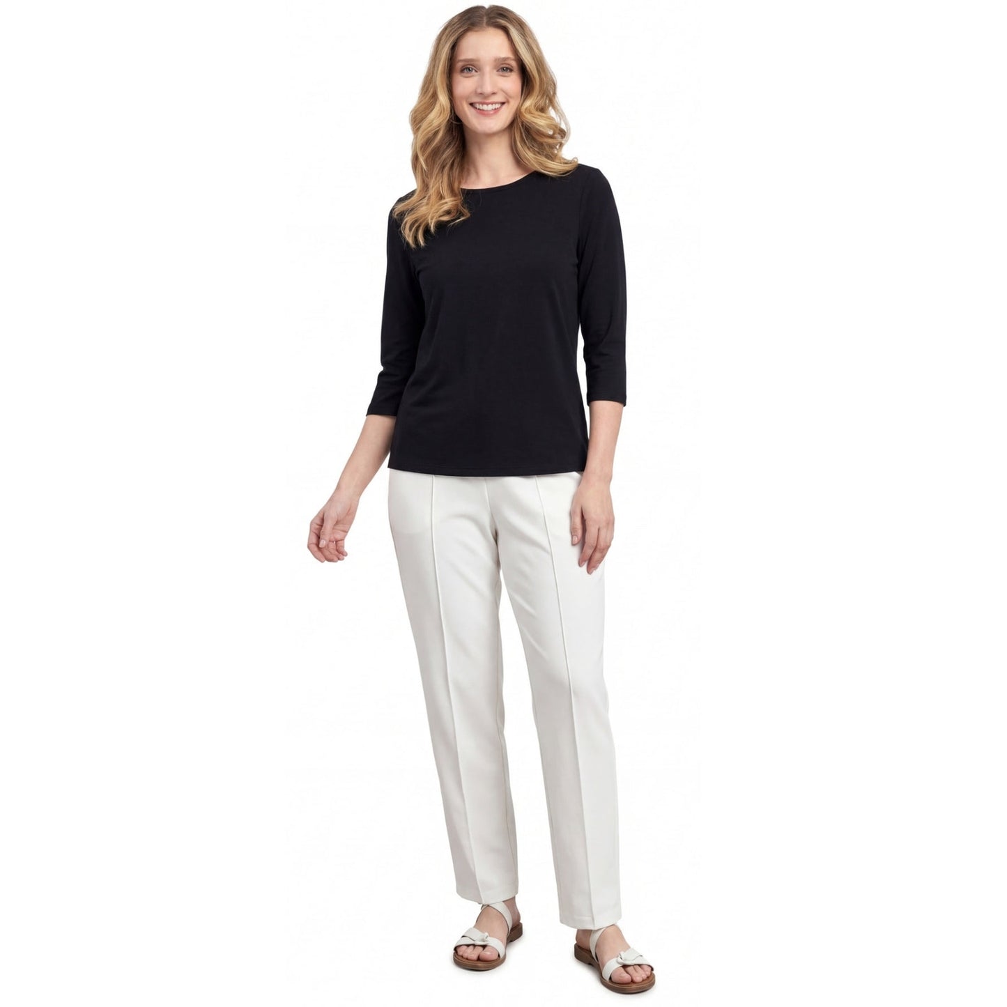 Women's 3/4 Sleeve Crew Neck Top – Comfortable Jer