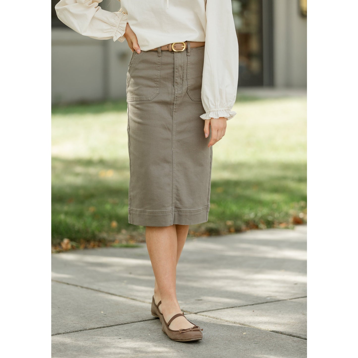 Erica Cotton Twill Midi Skirt