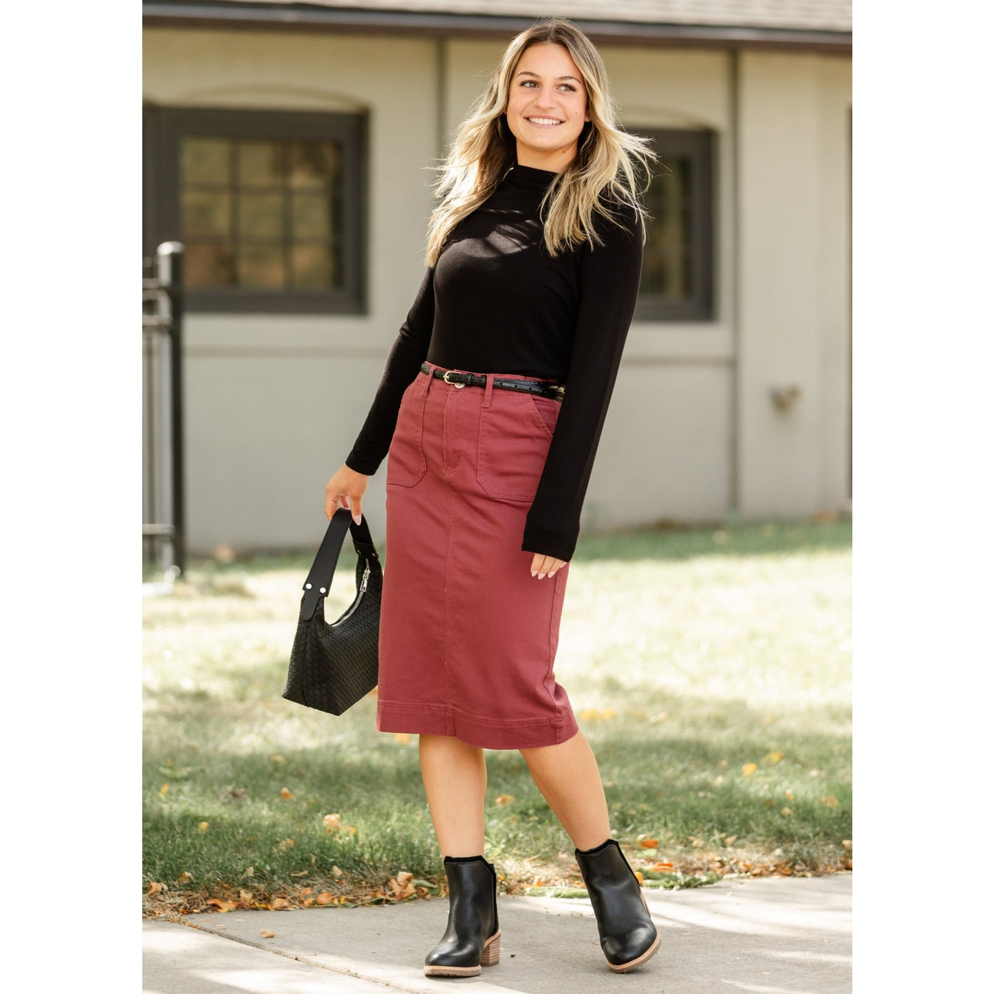 Erica Cotton Twill Midi Skirt