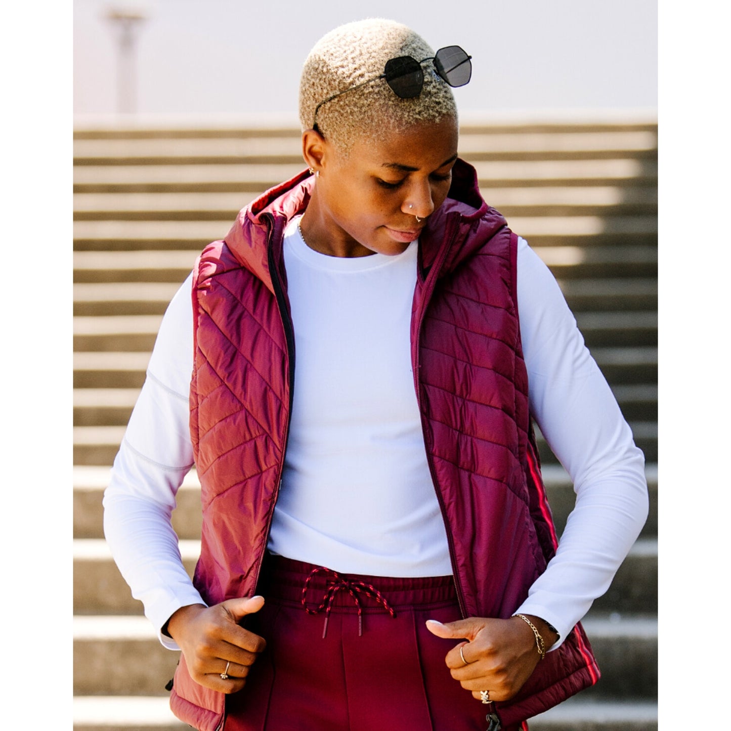 Powerstripe Eco-Friendly Down Hooded Vest