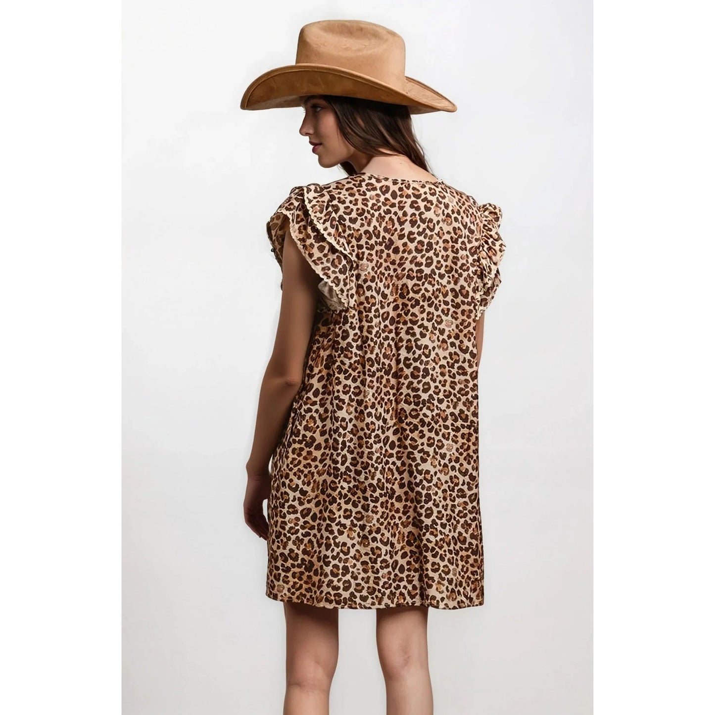 Desert Muse Leopard Ruffle Dress