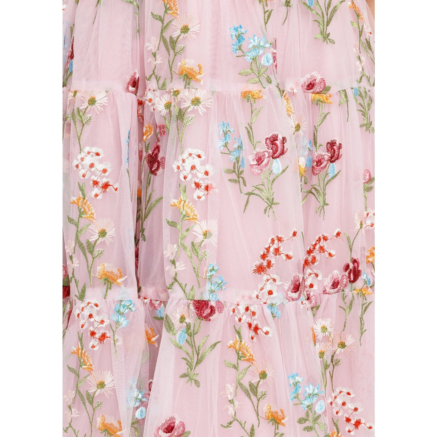 Margaret Floral Embroidered Midi Dress Pink