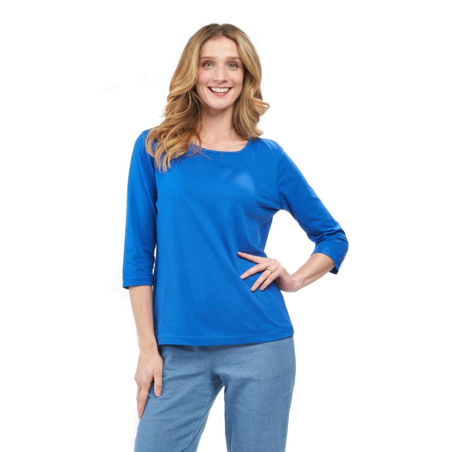 Women's 3/4 Sleeve Crew Neck Top – Comfortable Jer