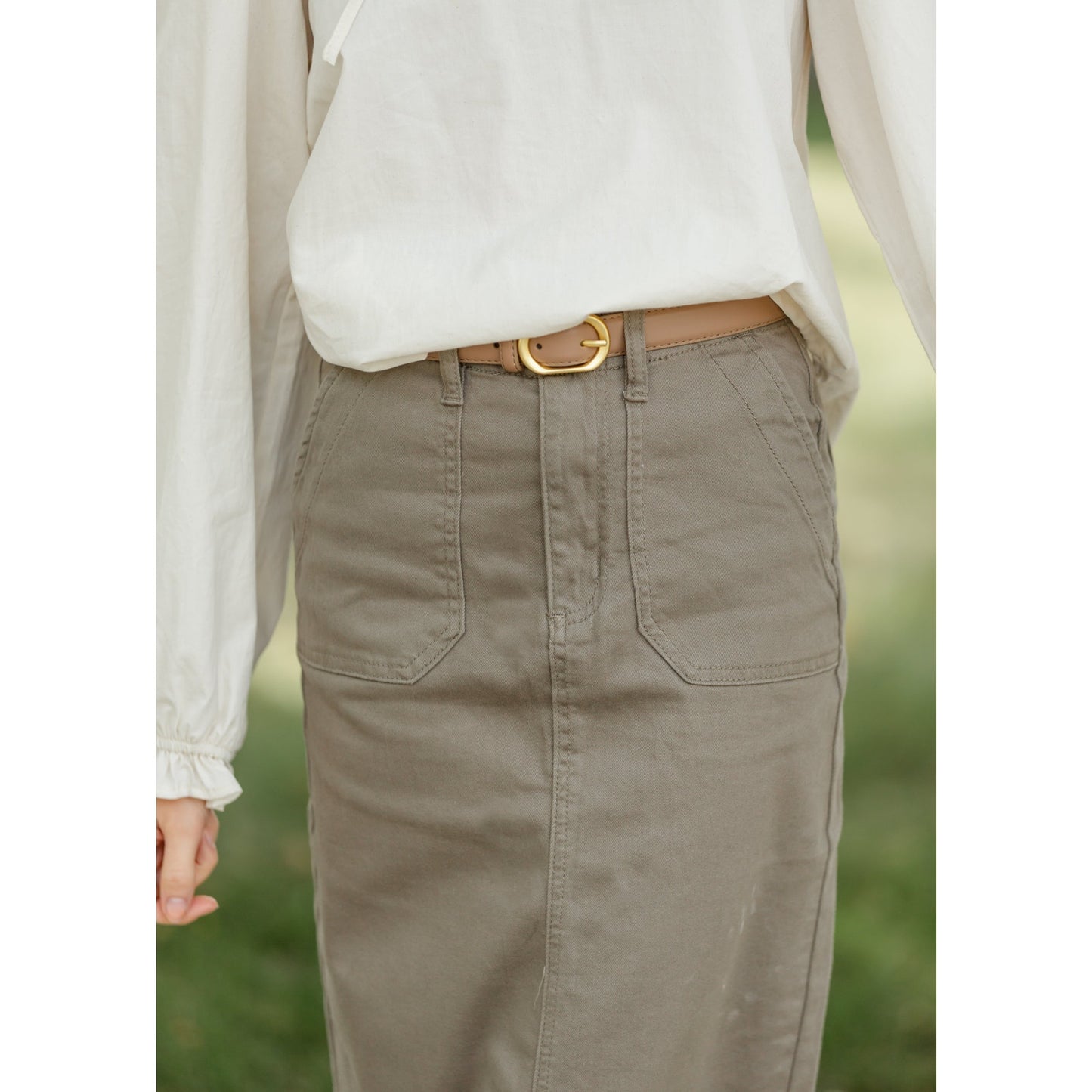 Erica Cotton Twill Midi Skirt