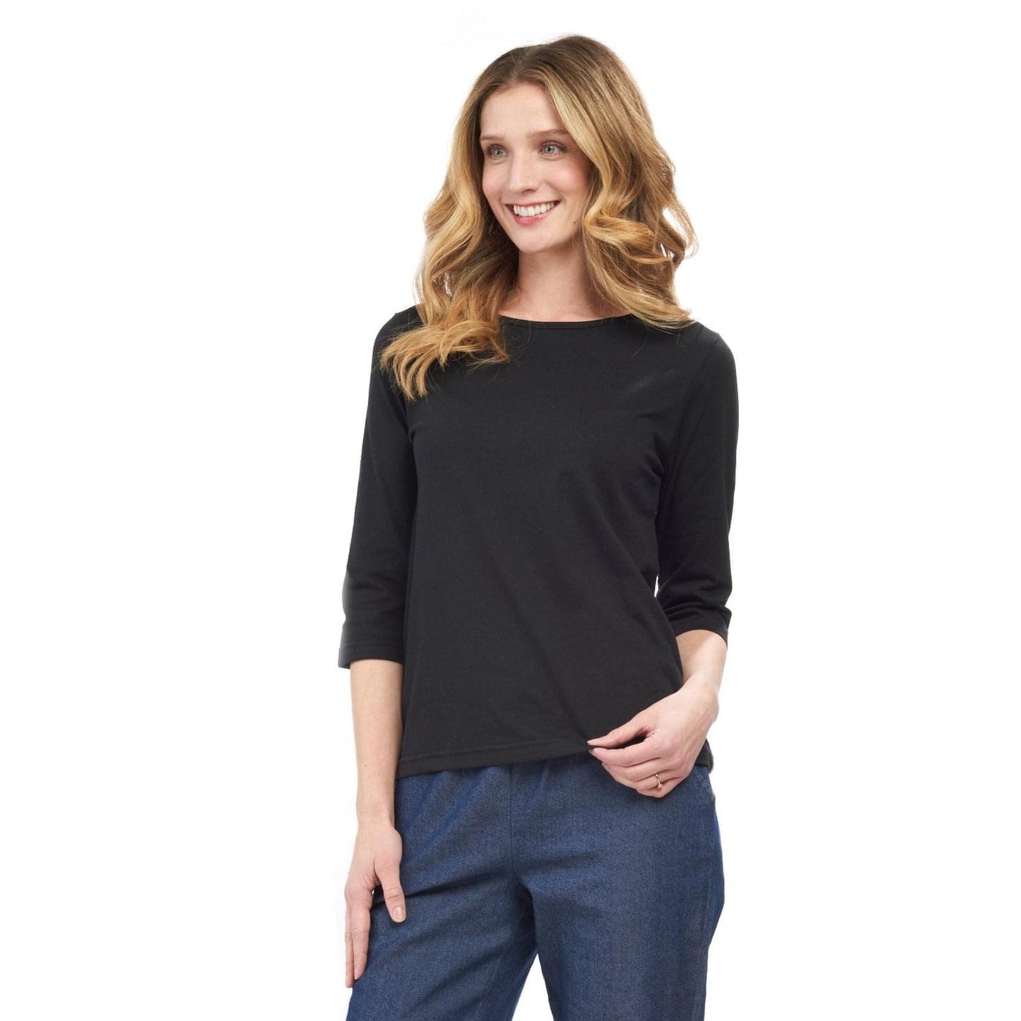 Women's 3/4 Sleeve Crew Neck Top – Comfortable Jer