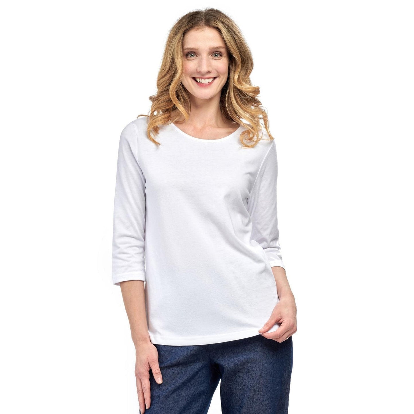 Women's 3/4 Sleeve Crew Neck Top – Comfortable Jer