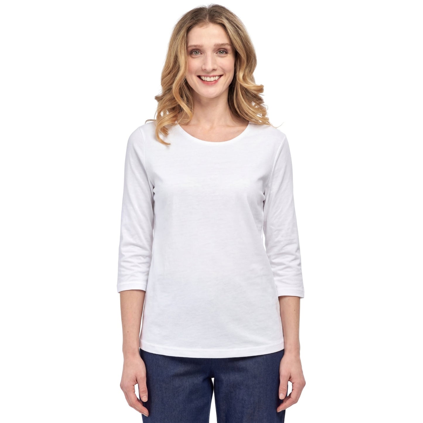 Women's 3/4 Sleeve Crew Neck Top – Comfortable Jer