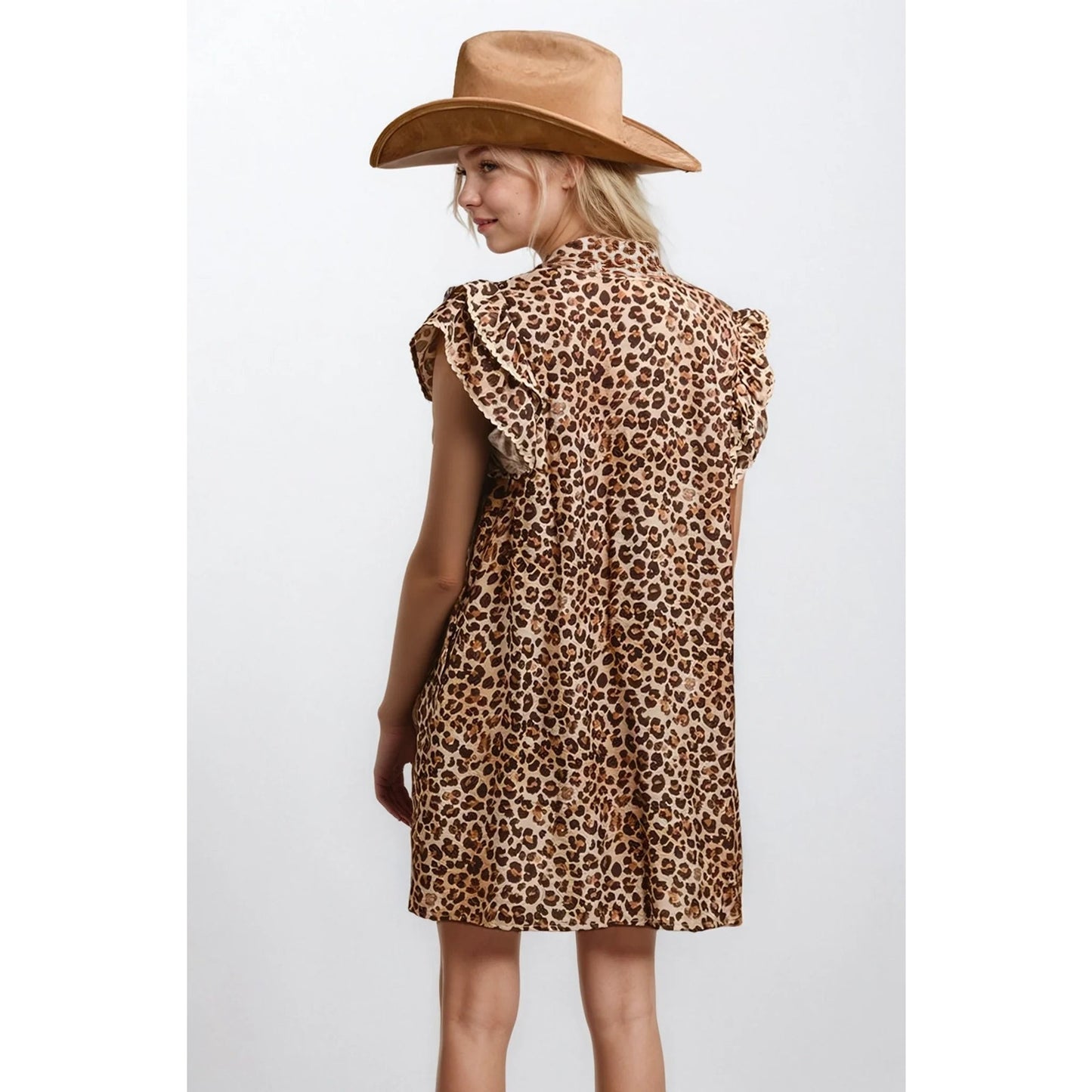 Desert Muse Leopard Ruffle Dress