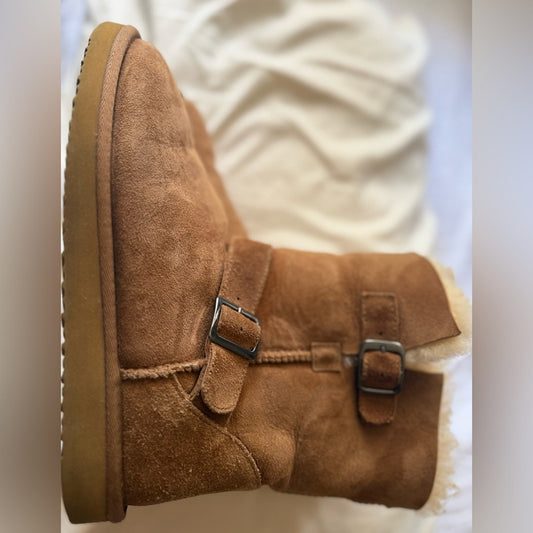 Brown Suede Buckle Boots Size 8